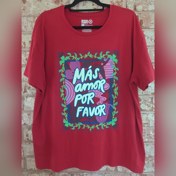 Target Latino Heritage Month "Más Amor Por Favor" XL Red T Shirt - Picture 2 of 6